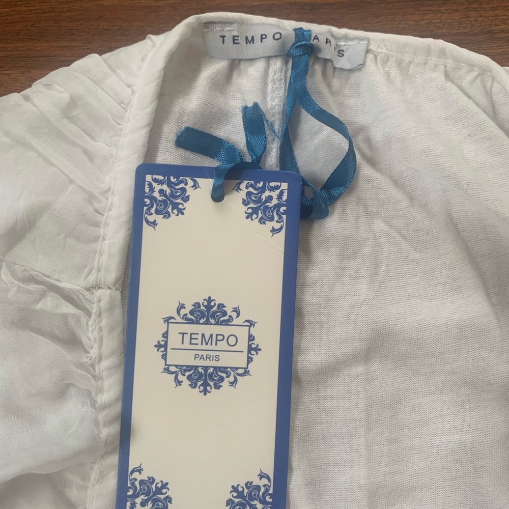 Tempo Paris New White Embroidered Silk Tunic Blouse Women’s 12 Layered Flowy - Picture 5 of 8